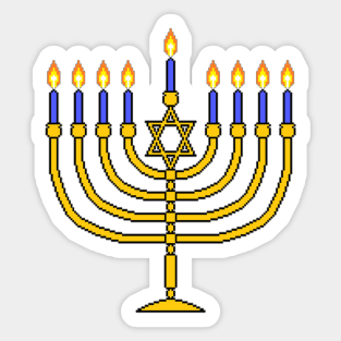 8-bit Hannukah Menorah Sticker